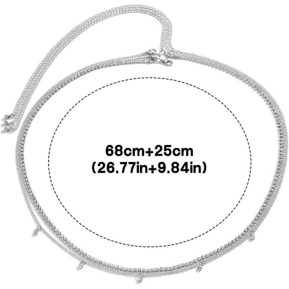 Women D2 Waist Chain Rhinestone Silver Bra Lingerie Bikini Top Lingerie Chain - Picture 3 of 3